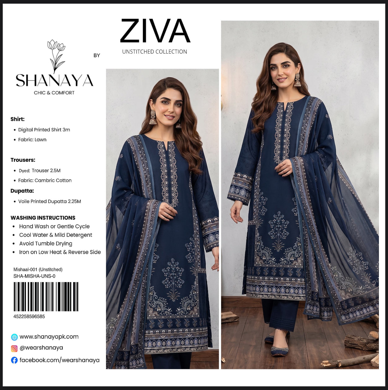 Ziva By Shanaya Lawn 3pcs