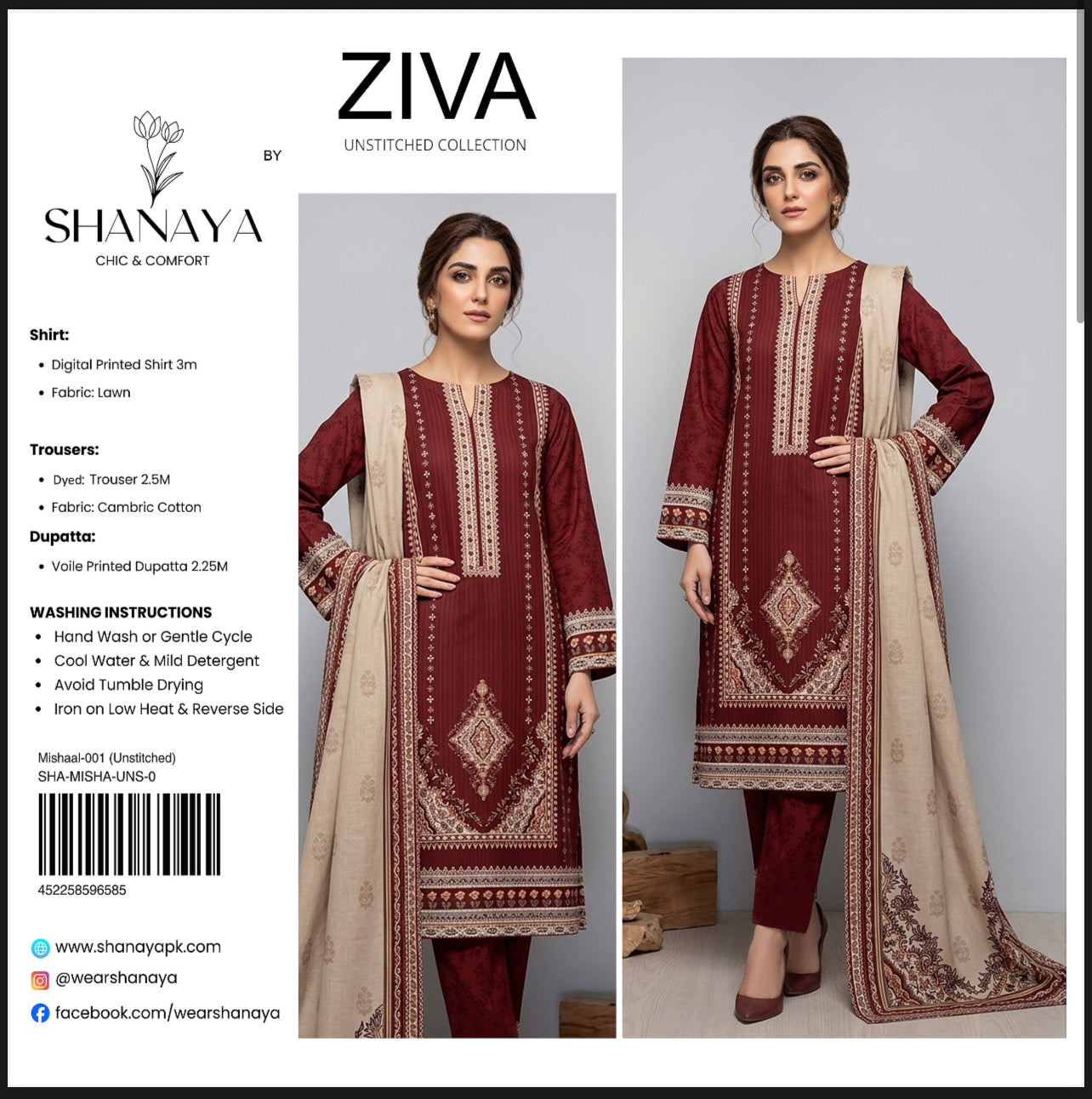 Ziva By Shanaya Lawn 3pcs