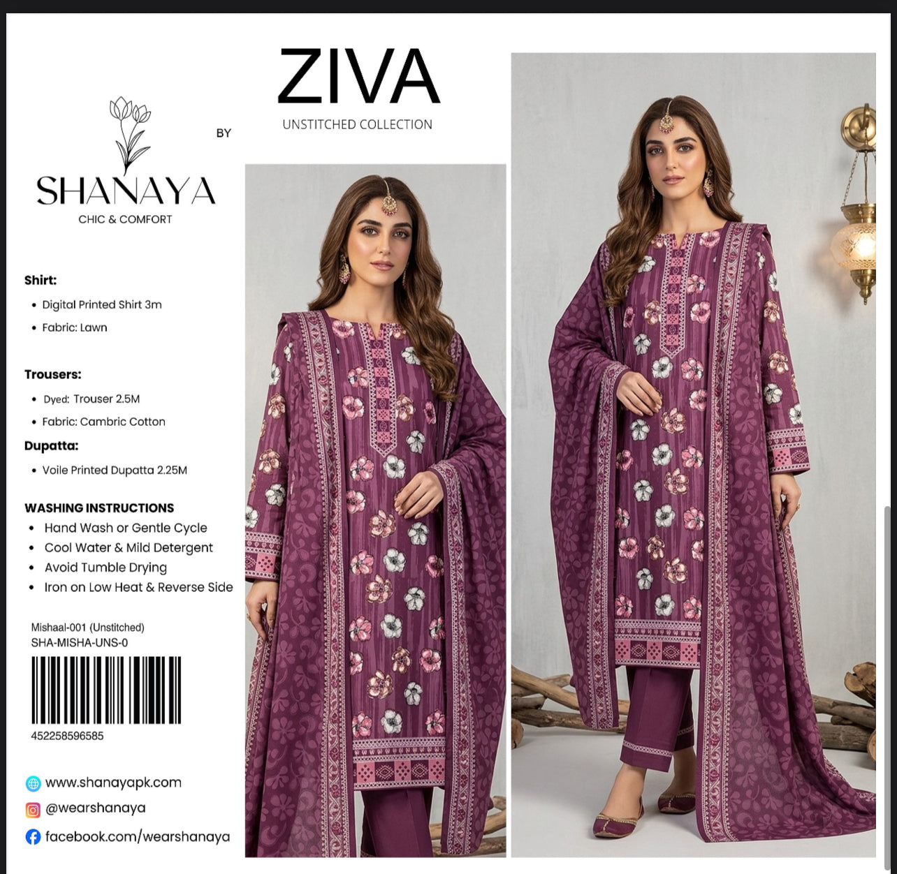Ziva By Shanaya Lawn 3pcs
