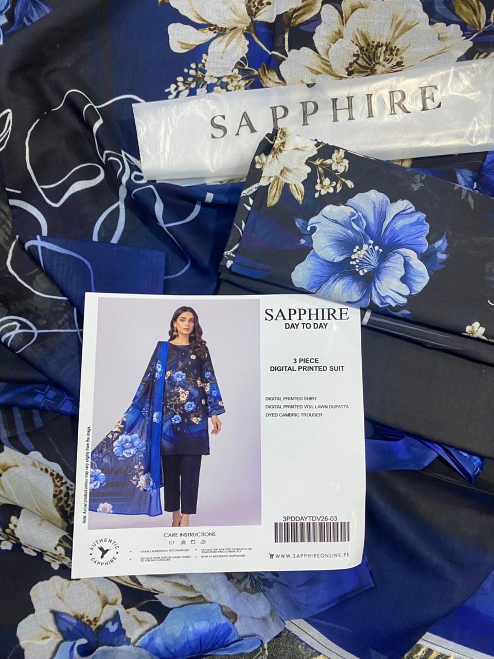 SAPPHIRE 90/70 Pure Lawn 3pcs