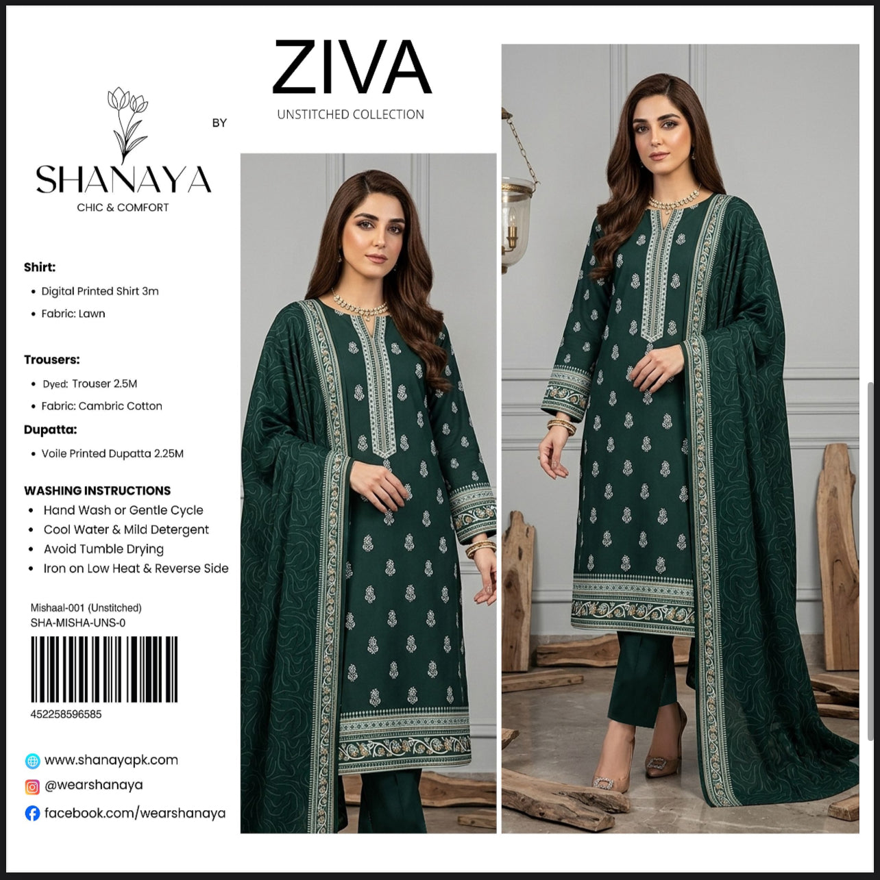 Ziva By Shanaya Lawn 3pcs