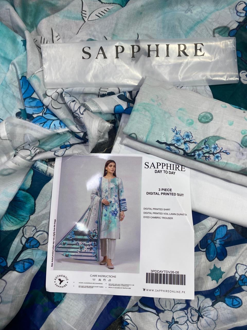 SAPPHIRE 90/70 Pure Lawn 3pcs