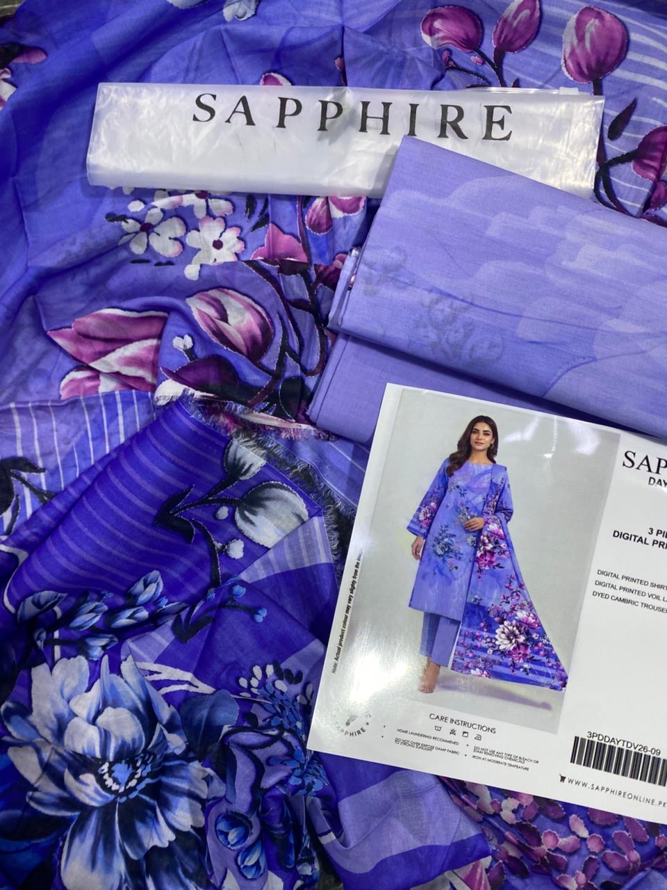 SAPPHIRE 90/70 Pure Lawn 3pcs