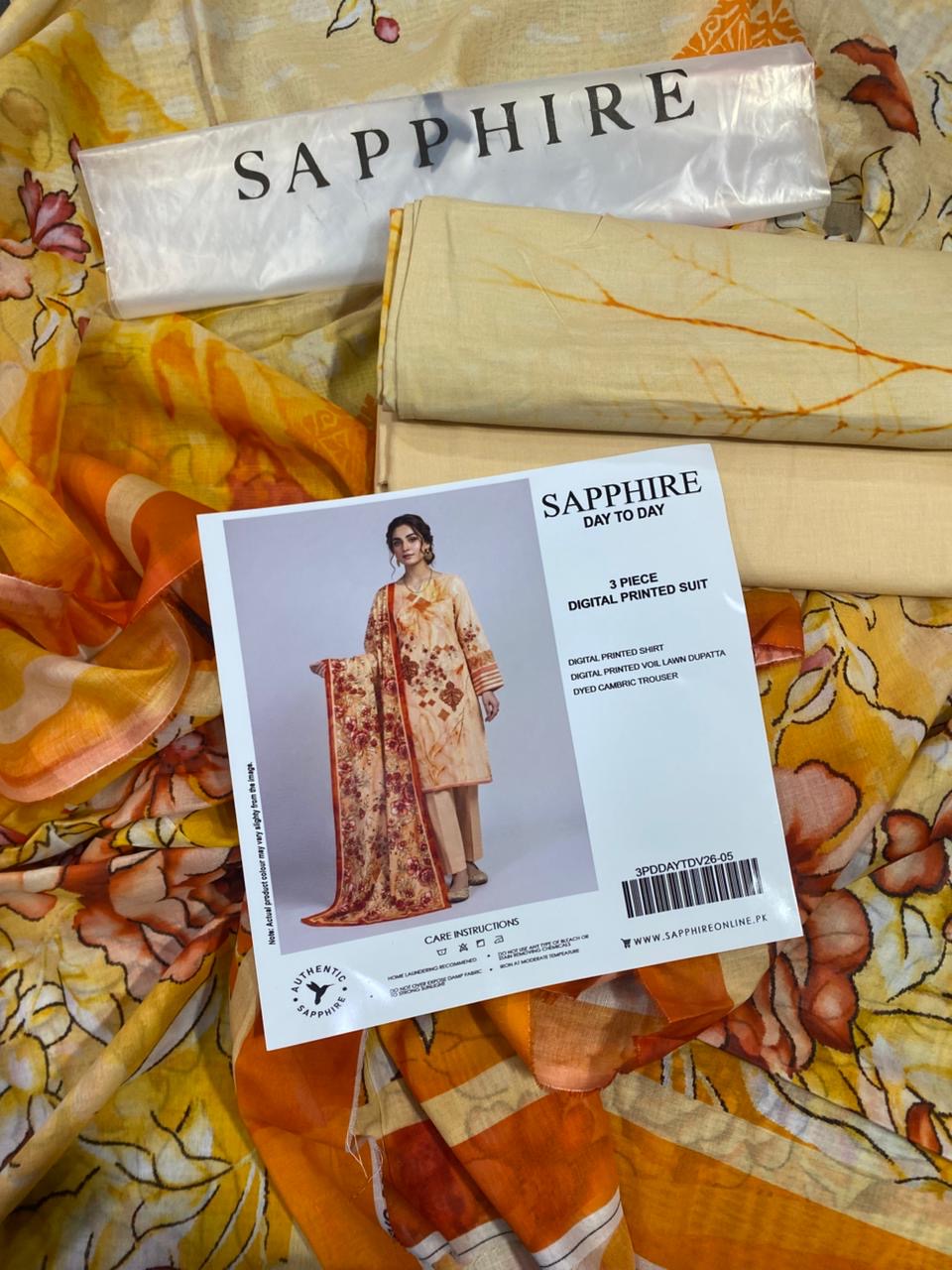 SAPPHIRE 90/70 Pure Lawn 3pcs